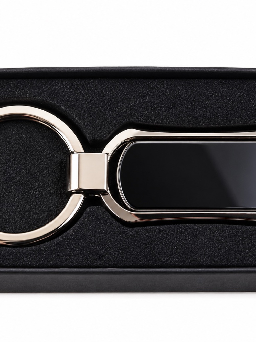 New Elegant Metal Keychain in Black Gift Box